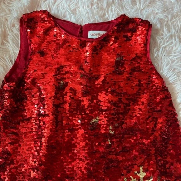 cat and jack red sequin dress Girls' Sequin Tulle Sleeveless Dress
